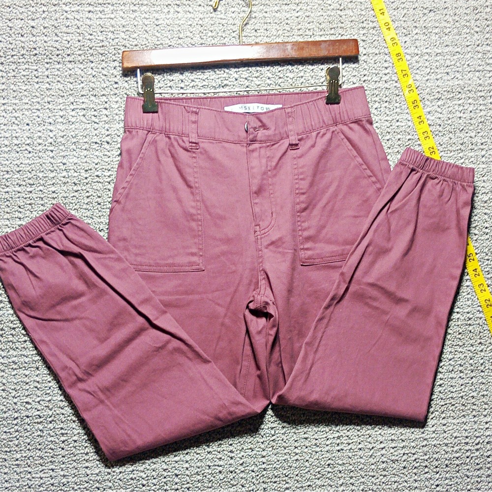 Tinseltown Purple Twill Jogger Pants Juniors 7 Mid Rise 26" Inseam Pockets #E8